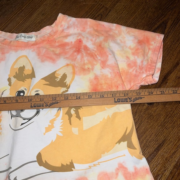 The Crop Stop Corgi White, Yellow Orange Tie Dye Crop Short Sleeve Top Size XS/S - Picture 9 of 11